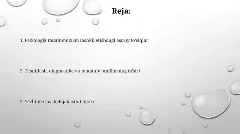 Psixologik muammolarni tashkil qilish muammolari 2