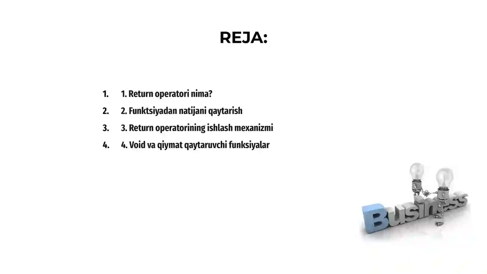 Return operatori va funksiyadan natijani qaytarish 2