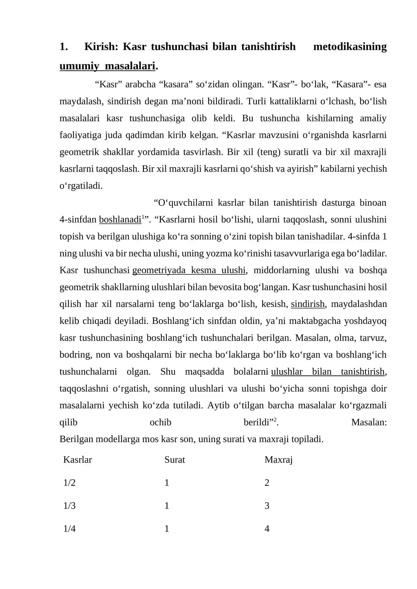 Kasr tushunchasi. Ulush. Butunning ulushini toppish. Ulushga ko’ra butunni topish 2