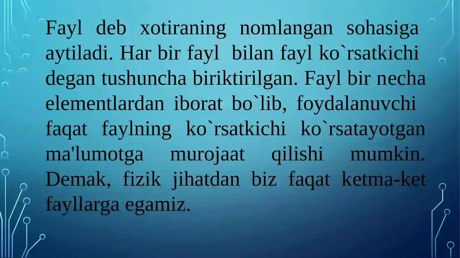 Berilganlar oqimi. Fayl tizimi bilan ishlash sinflari 2