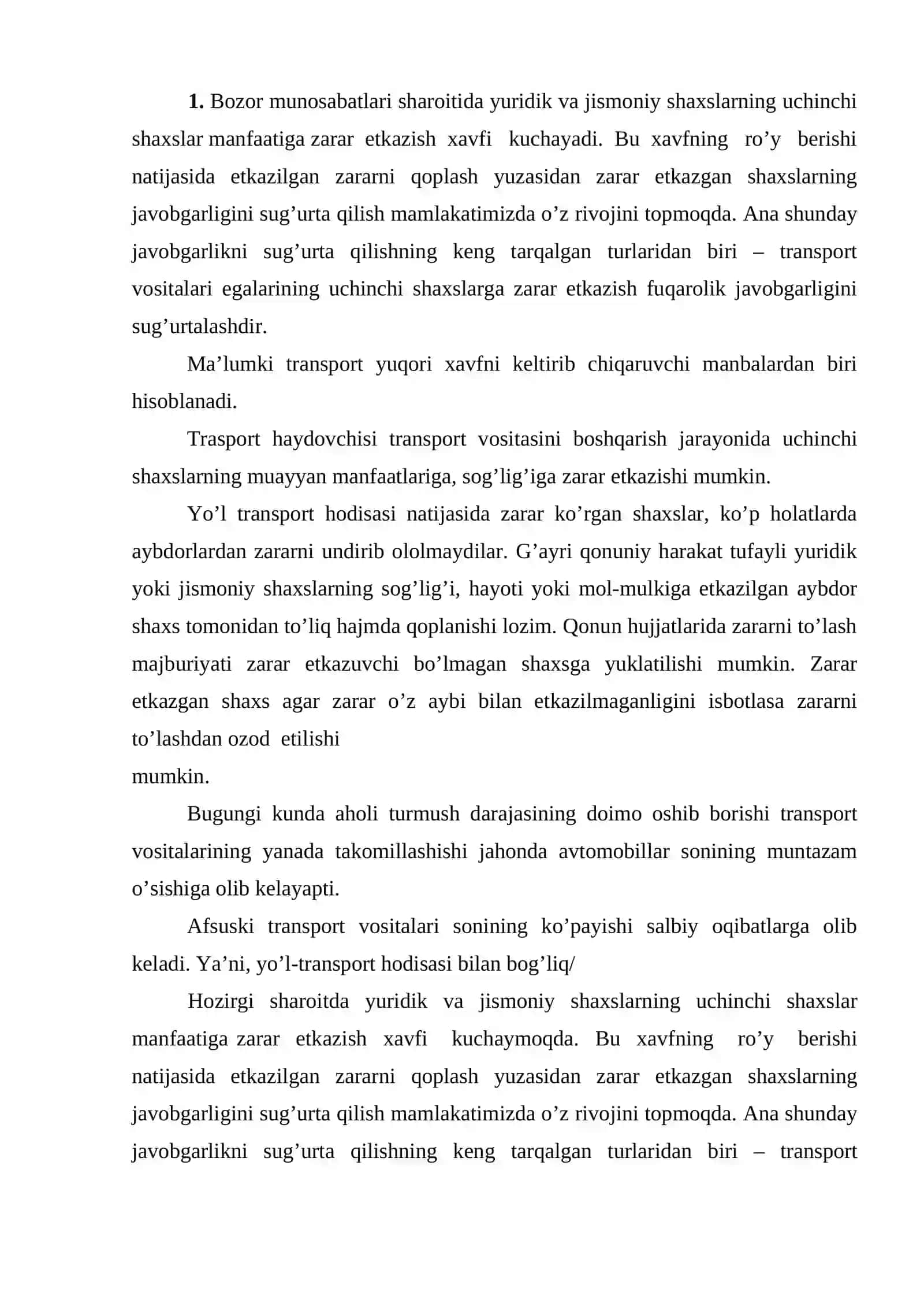 Javobgarlik sug’urtasi va uni o’tkazish tartibi 2