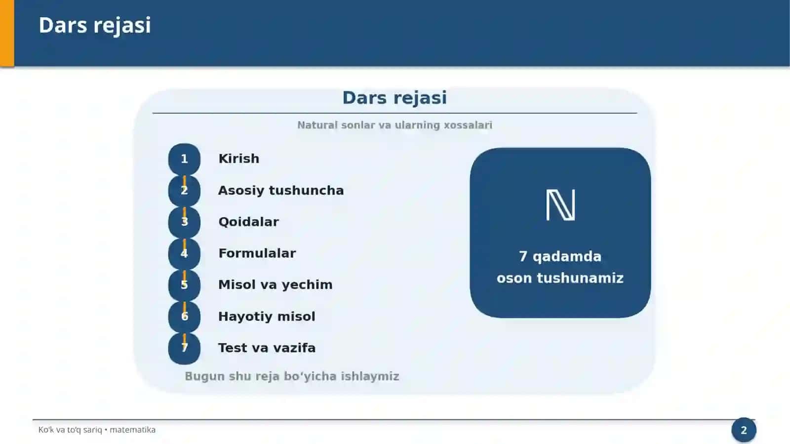 Natural sonlar va ularning xossalari 2