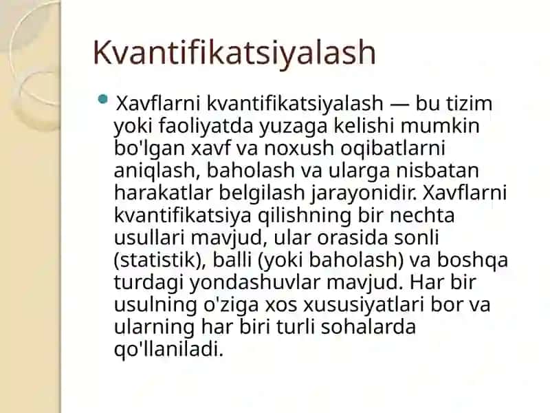 Kvantifikatsiyalash 2
