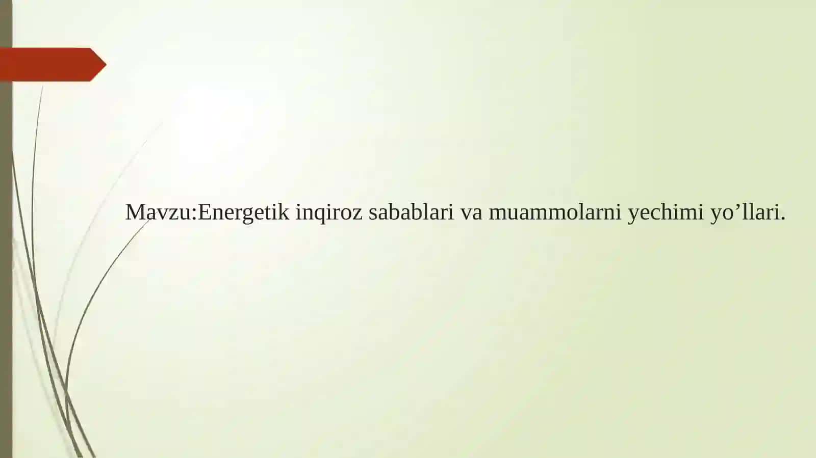 Energetik inqiroz sabablari va muammolarni yechimi yo’llari 2