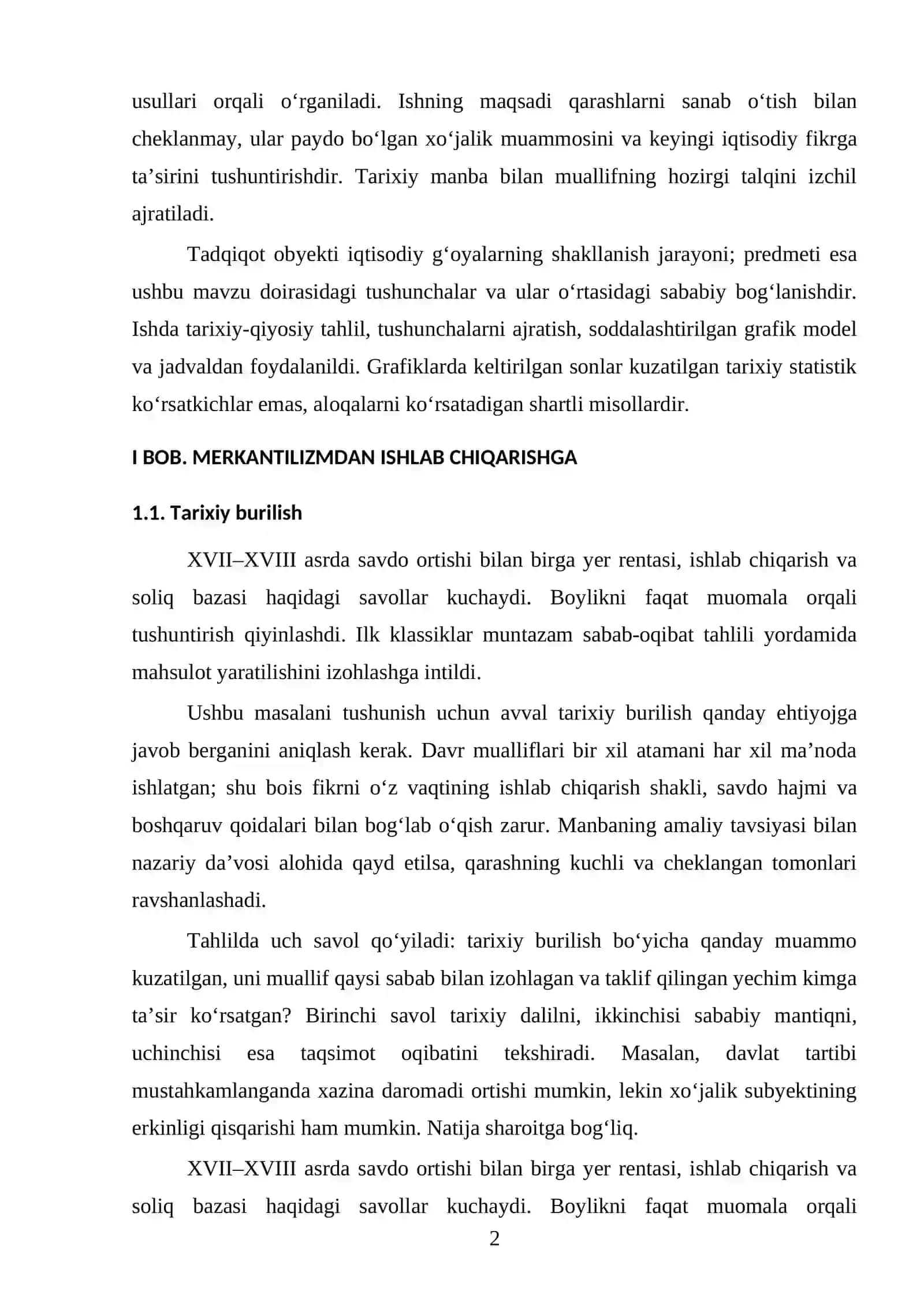Fan: Iqtisodiy ta’limotlar tarixi 2