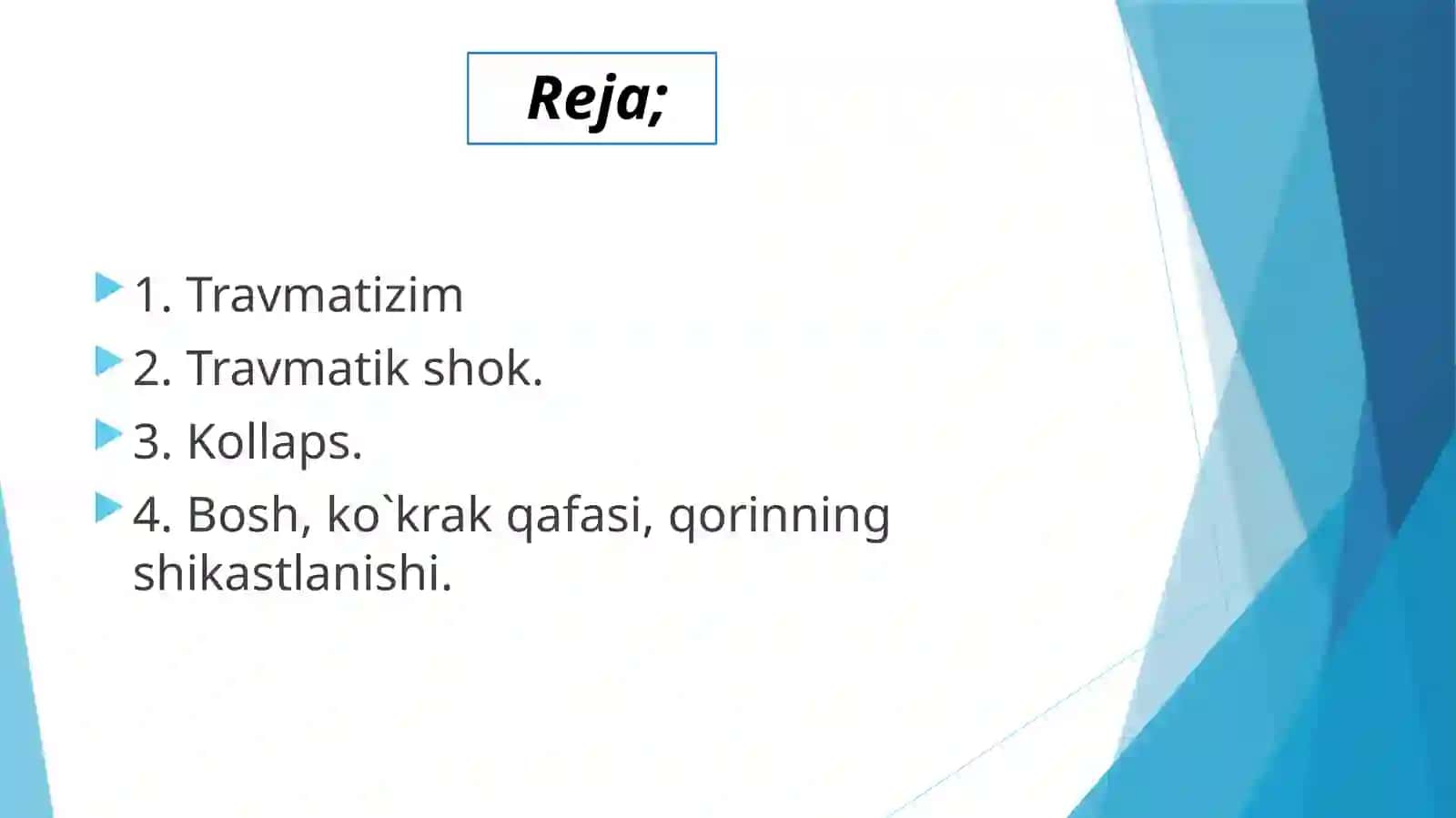 shikastlanish, travmatizm klasifikatsiyasi 2