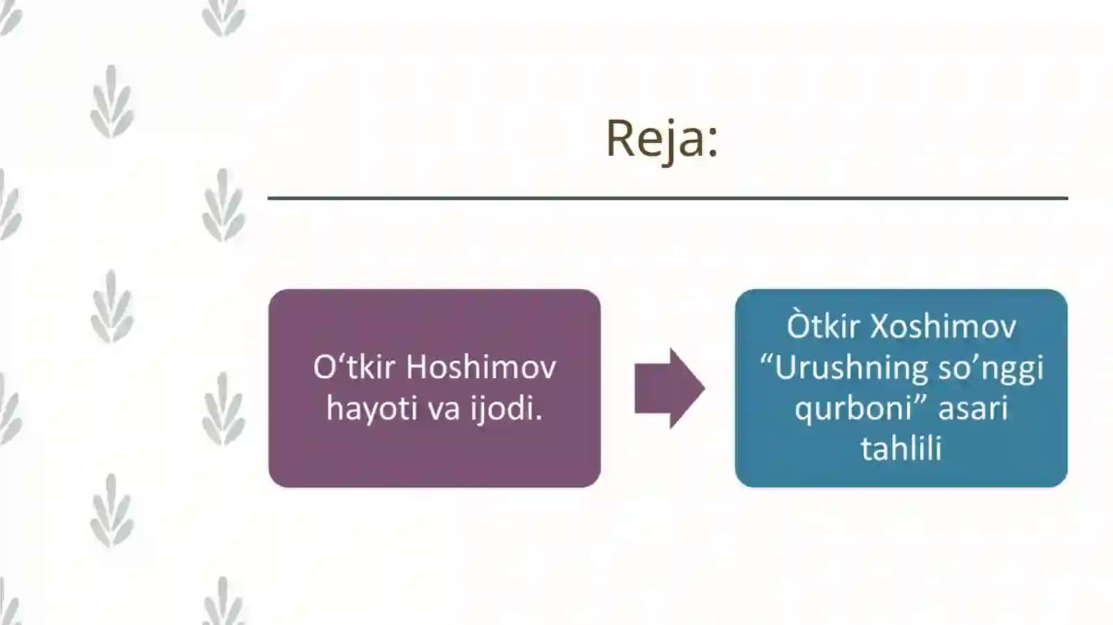 Òtkir Xoshimov“Urushning so’nggi qurboni” asaritahlili 2