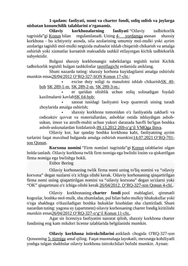 Oilaviy korxonani tashkil etish tartibi 2