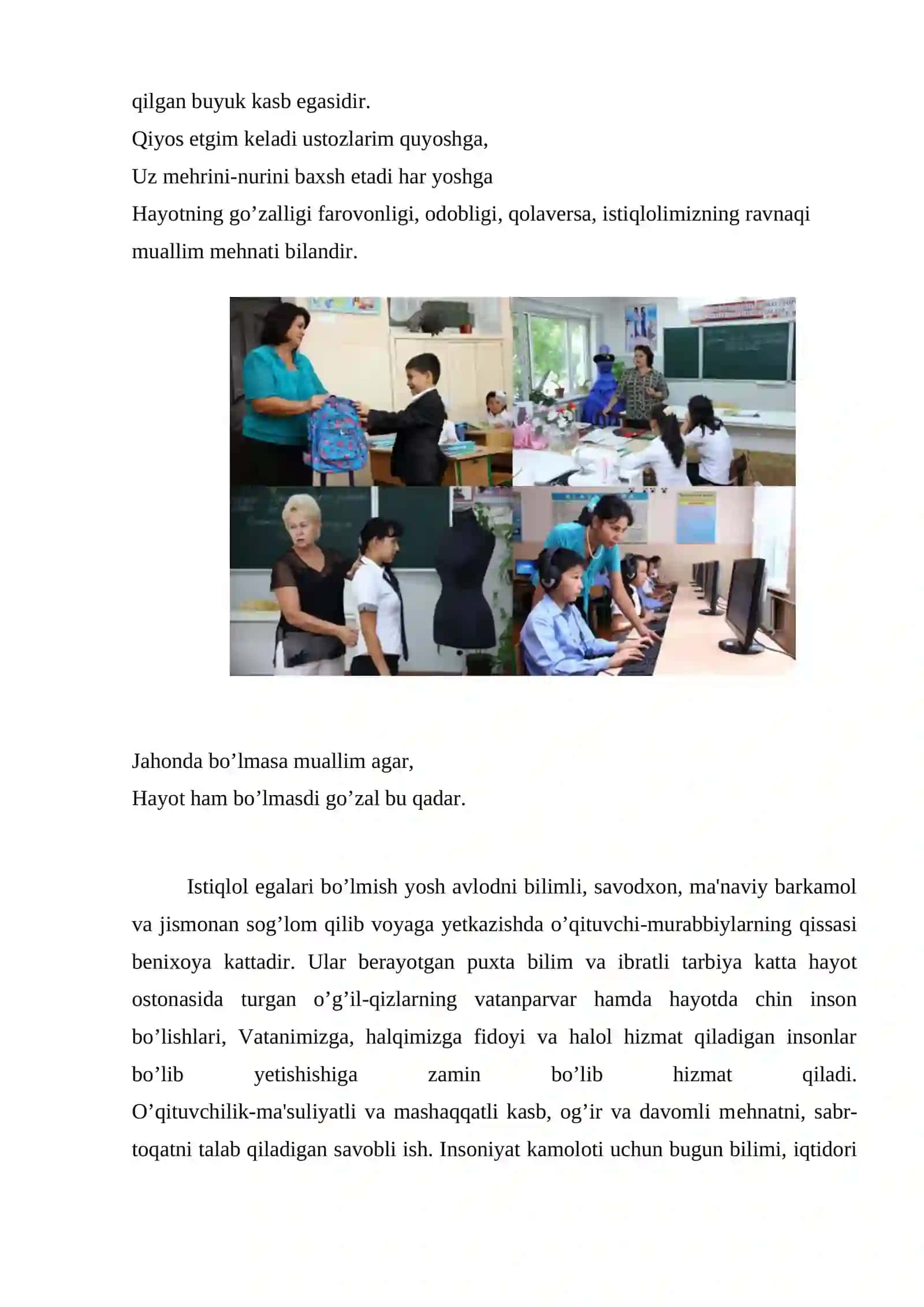 Ustoz va murabilar kuni 2