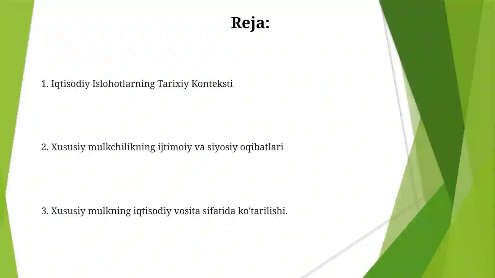 Iqtisodiy islohotlar xususiy mulkning shakllanishi 2