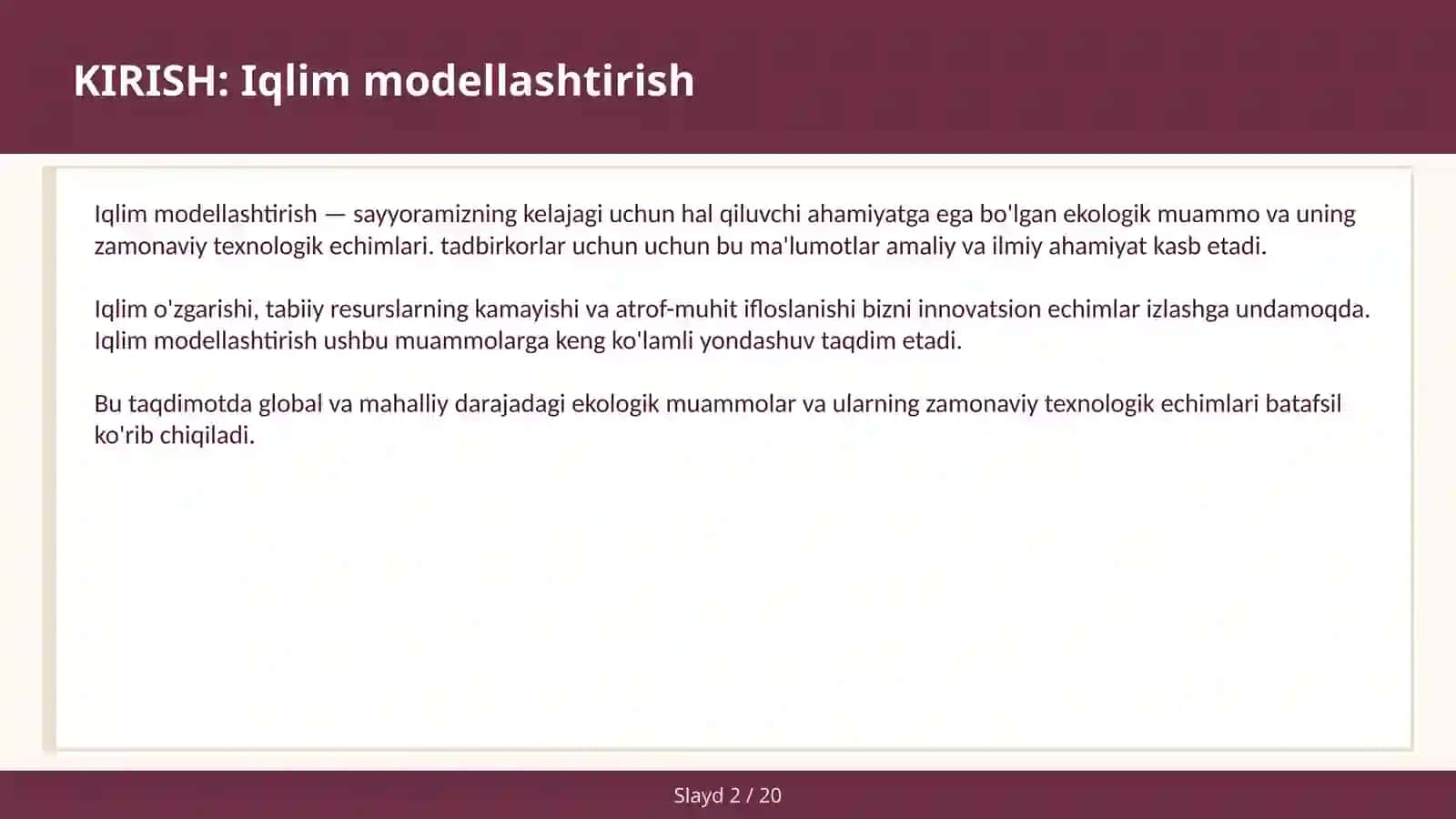 Iqlim modellashtirish 2