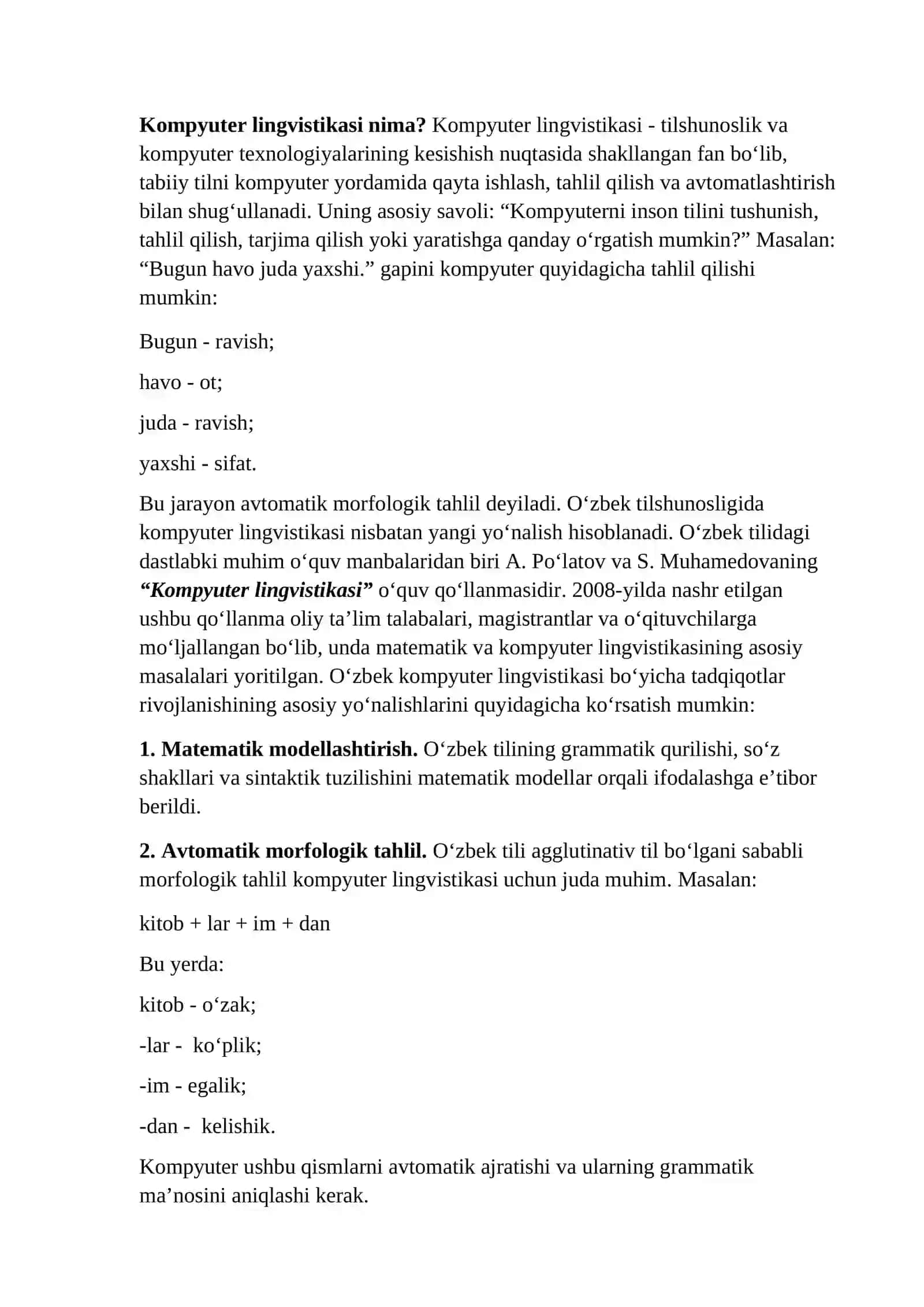 O‘zbek tilshunosligida matematik lingvistika va kompyuter lingvistikasi rivoji 2