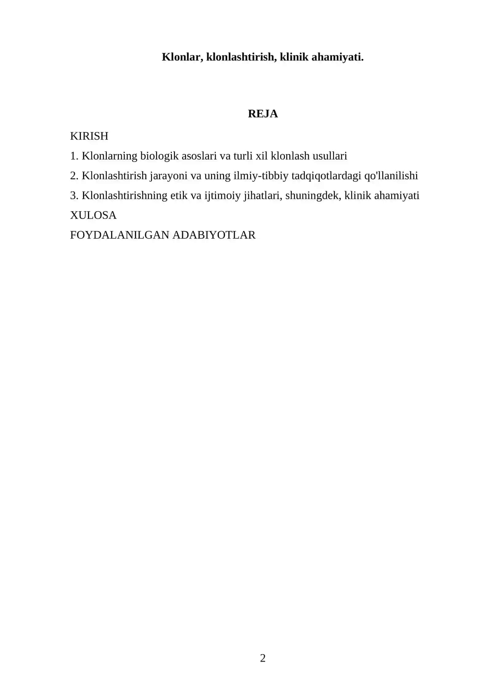 Klonlar, klonlashtirish, klinik ahamiyati 2
