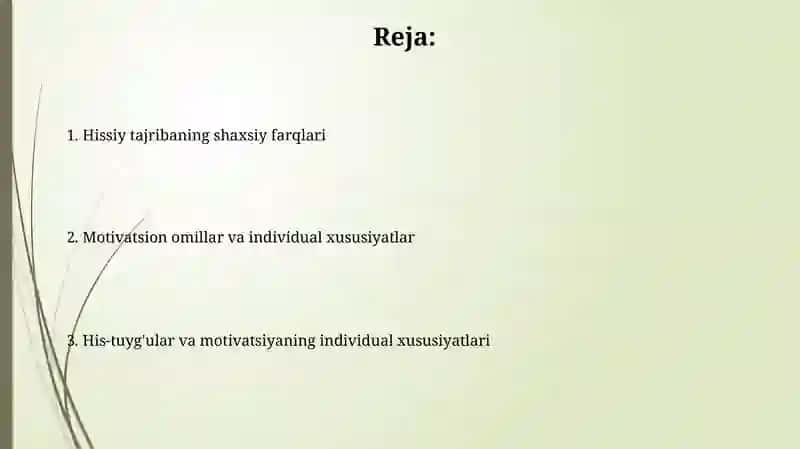 Hissiyot va Mativatsianing Individular Hususiyatlari 2