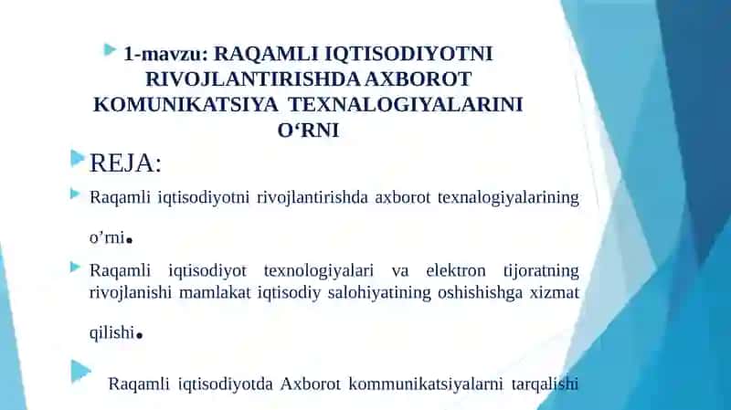 RAQAMLI IQTISODIYOTNI RIVOJLANTIRISHDA AXBOROT KOMUNIKATSIYA TEXNALOGIYALARI 2