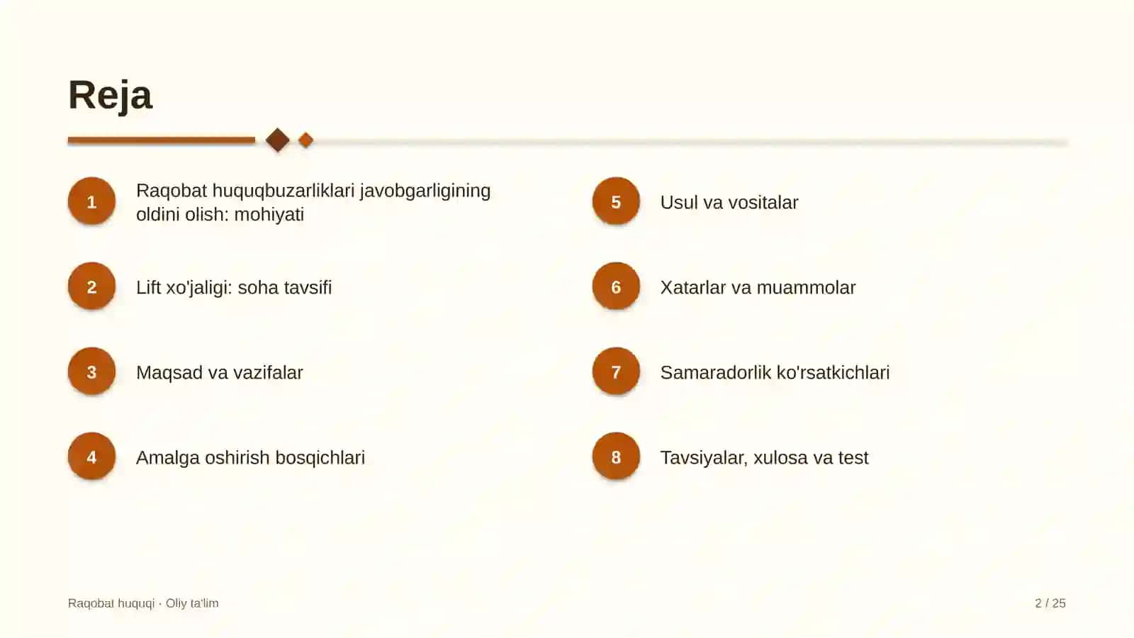 Lift xo'jaligida raqobat huquqbuzarliklari uchun javobgarlikni oldini olish 2