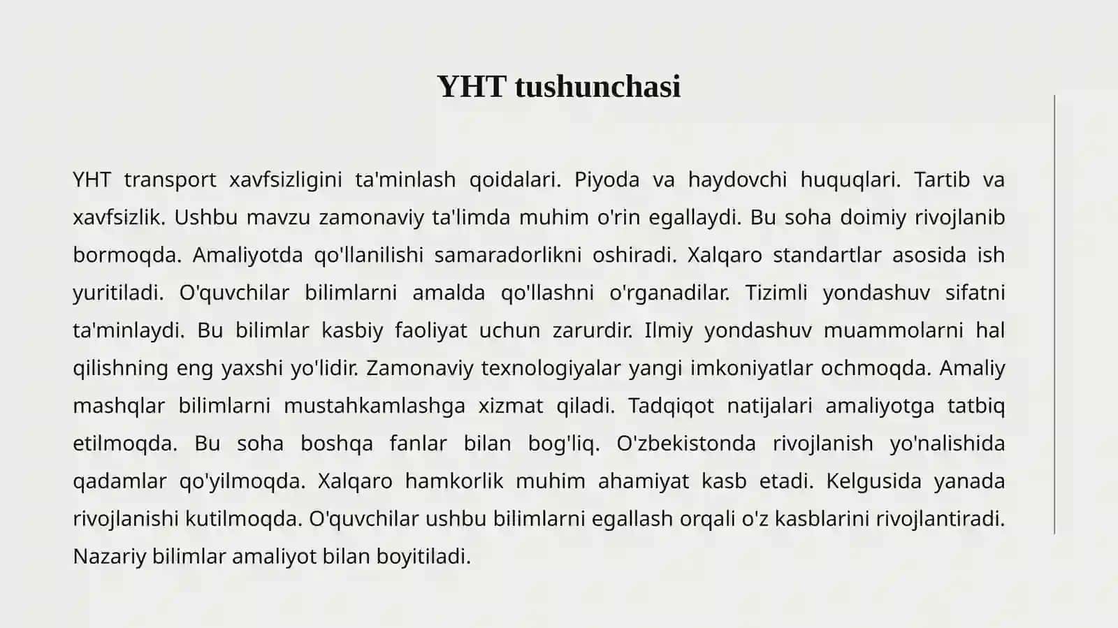 YHT transport xavfsizligini ta'minlash qoidalari 2