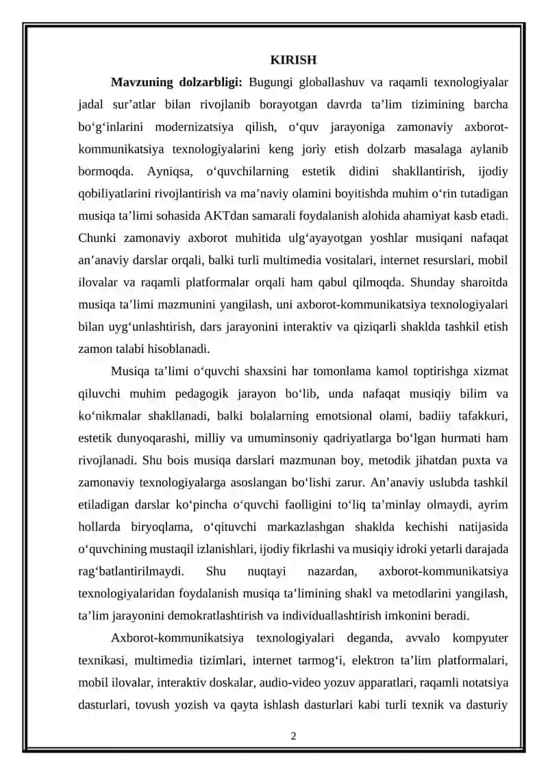 Musiqa ta'limida axborot-kommunikatsiya texnologiyalaridan foydalanish imkoniyatlari 2