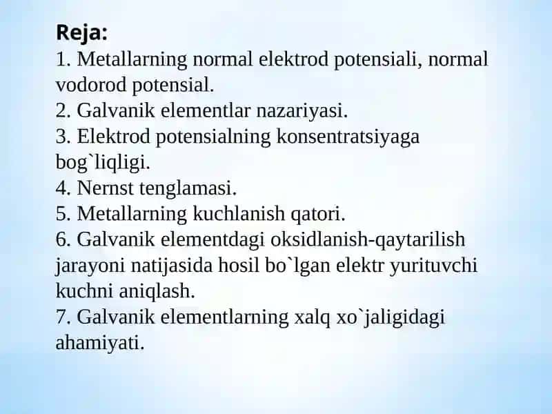 GALVANIK ELEMENTLAR. 2