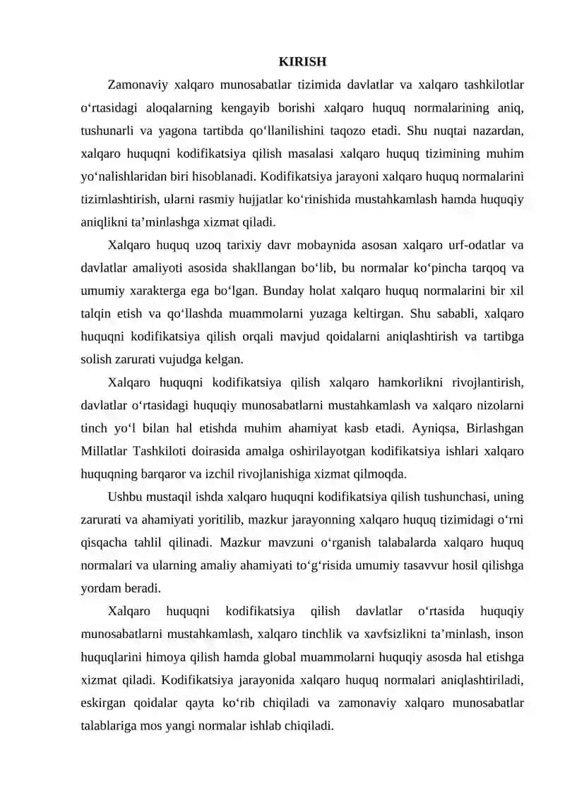 XALQARO HUQUQNI KODIFIKATSIYA QILISH 2