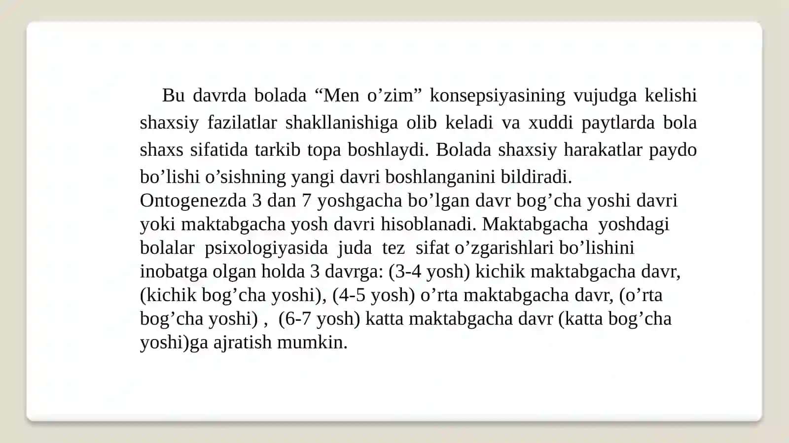 MAKTABGACHA YOSH DAVRI 2