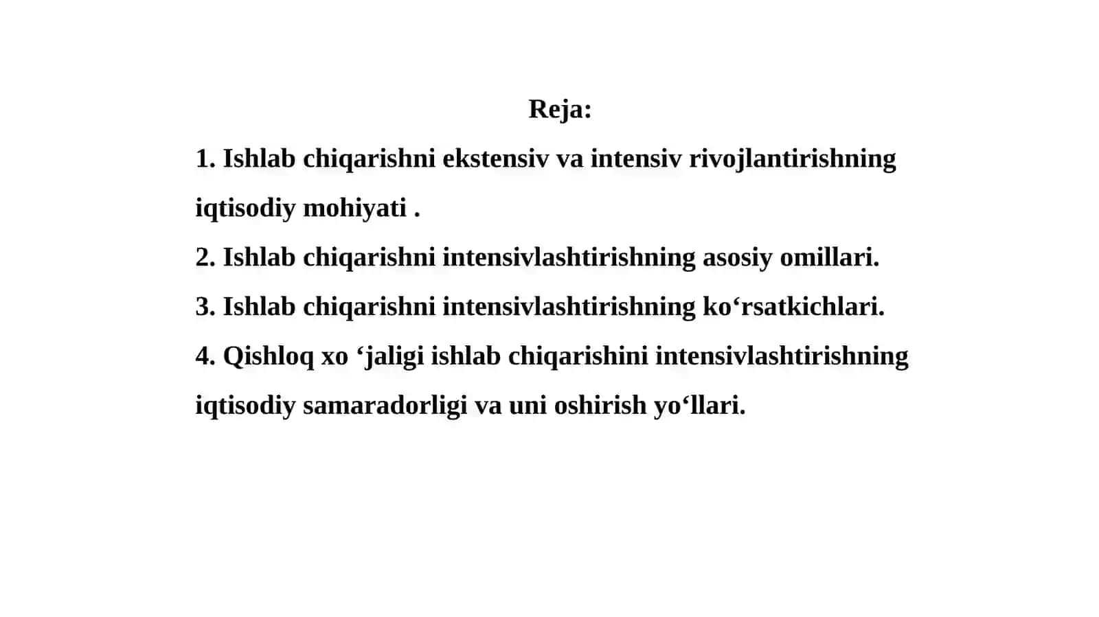 Qishloq xo’jaligini intensivlashtirishning samaradorligini oshirish 2