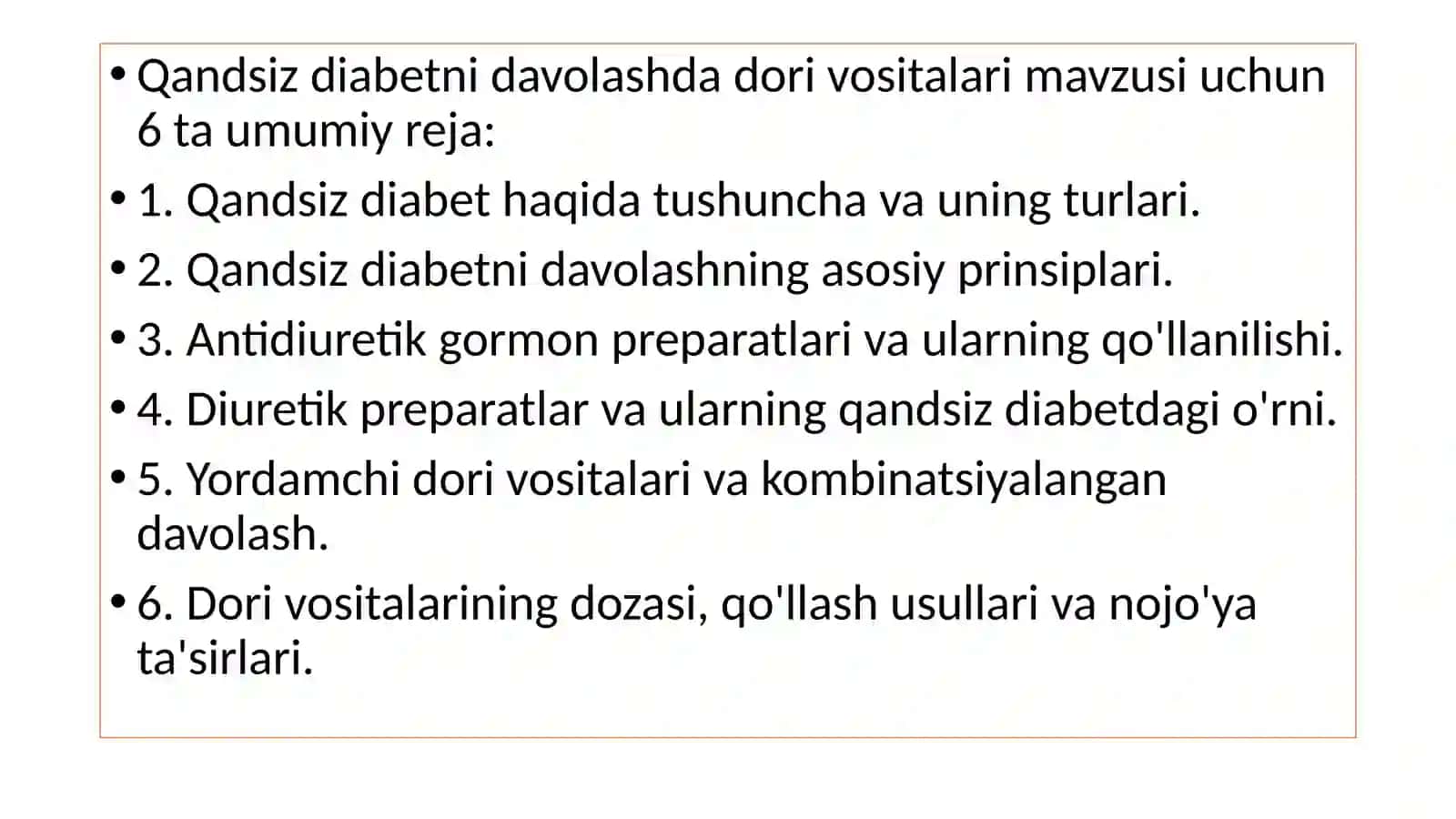 Qandsiz diabetni davolashda ishlatiladigan dori vositalari 2