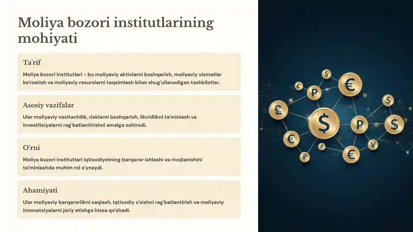Moliya bozori institutlari: Faoliyati va turlari 2
