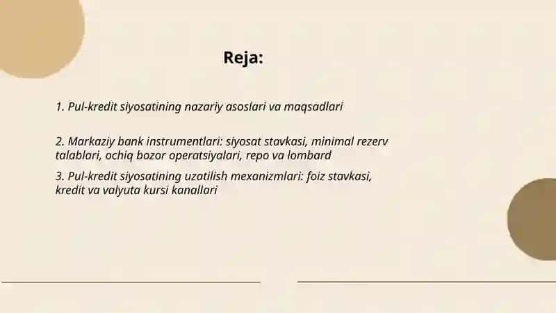 Pul kridit siyosati operatsiyalarining nazariy va amaliy jihatlari 2