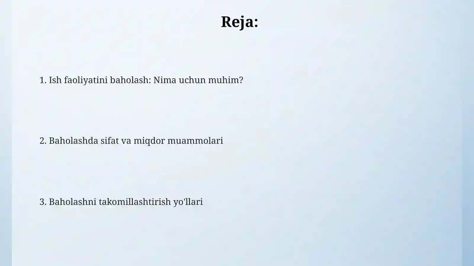 Ish faoliyatini baholash 2
