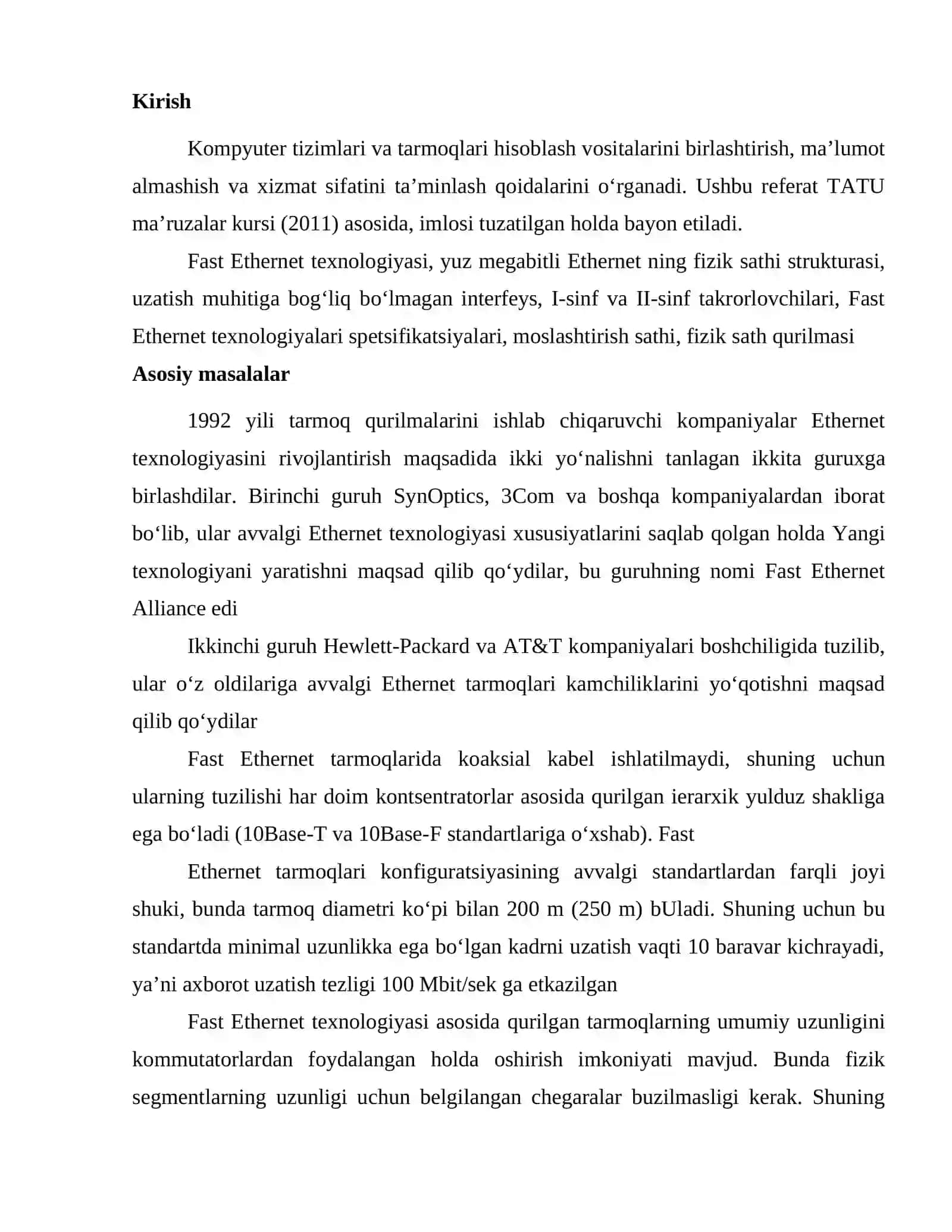 Fast Ethernet texnologiyasi 2