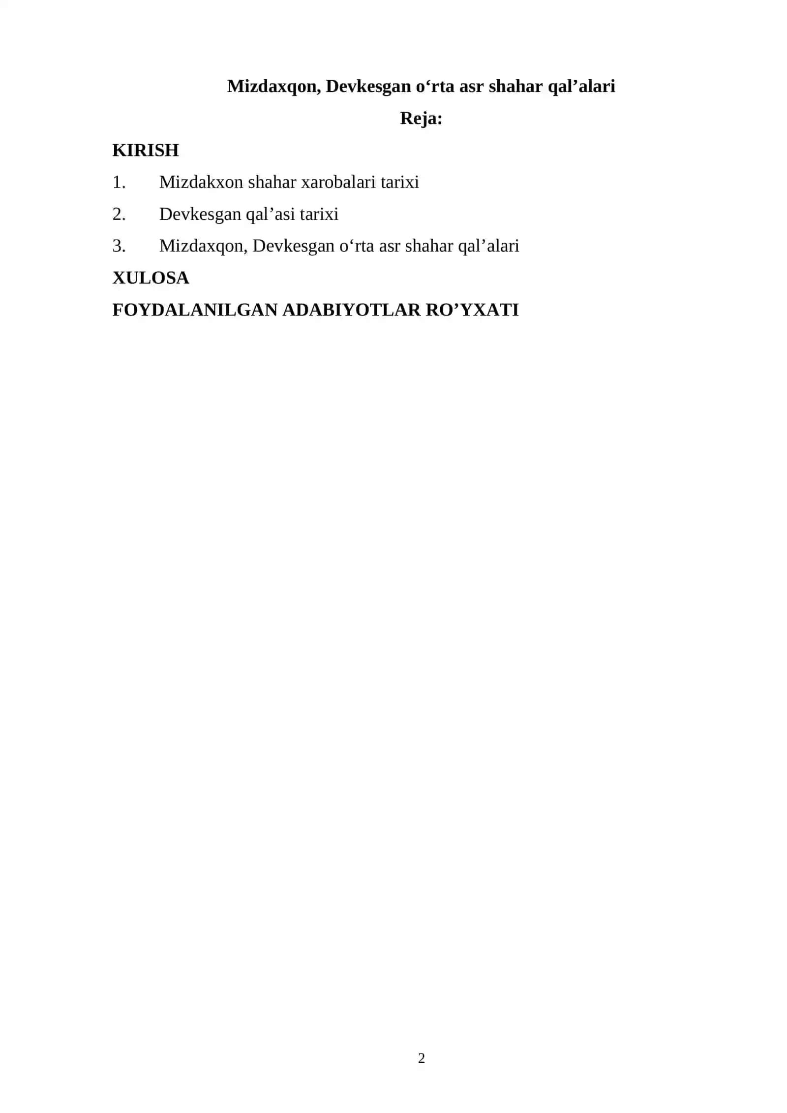 Mizdaxqon, Devkesgan o‘rta asr shahar qal’alari 2