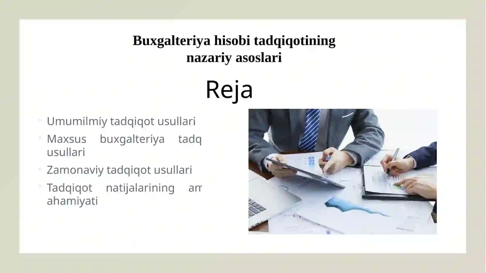 Buxgalteriya hisobi tadqiqot usullari 2