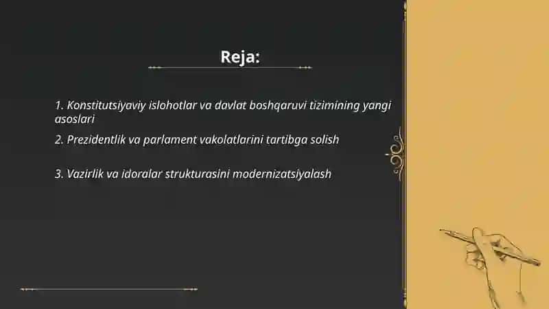 Mustaqillik yillarida davlat boshqaruvi tizimida amalga oshirilgan islohotlar 2