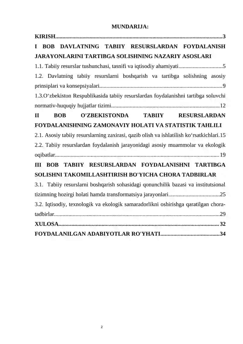 Davlatning tabiiy resurslardan foydalanish jarayonlarini tartibga solishi 2