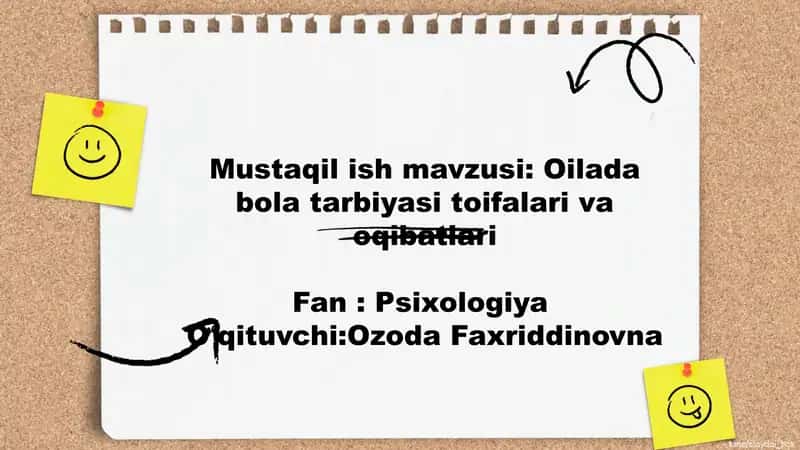 Oilada bola tarbiyasi toifalari va oqibatlari 2