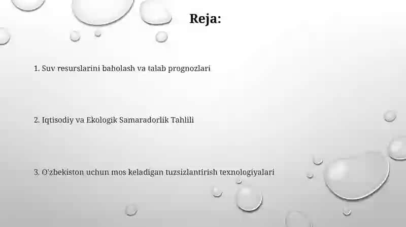 Suv resurslarini baholash va talab prognozlari 2