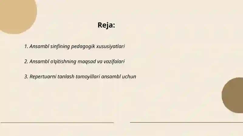 Ansambl sinfi xususiyatlari 2