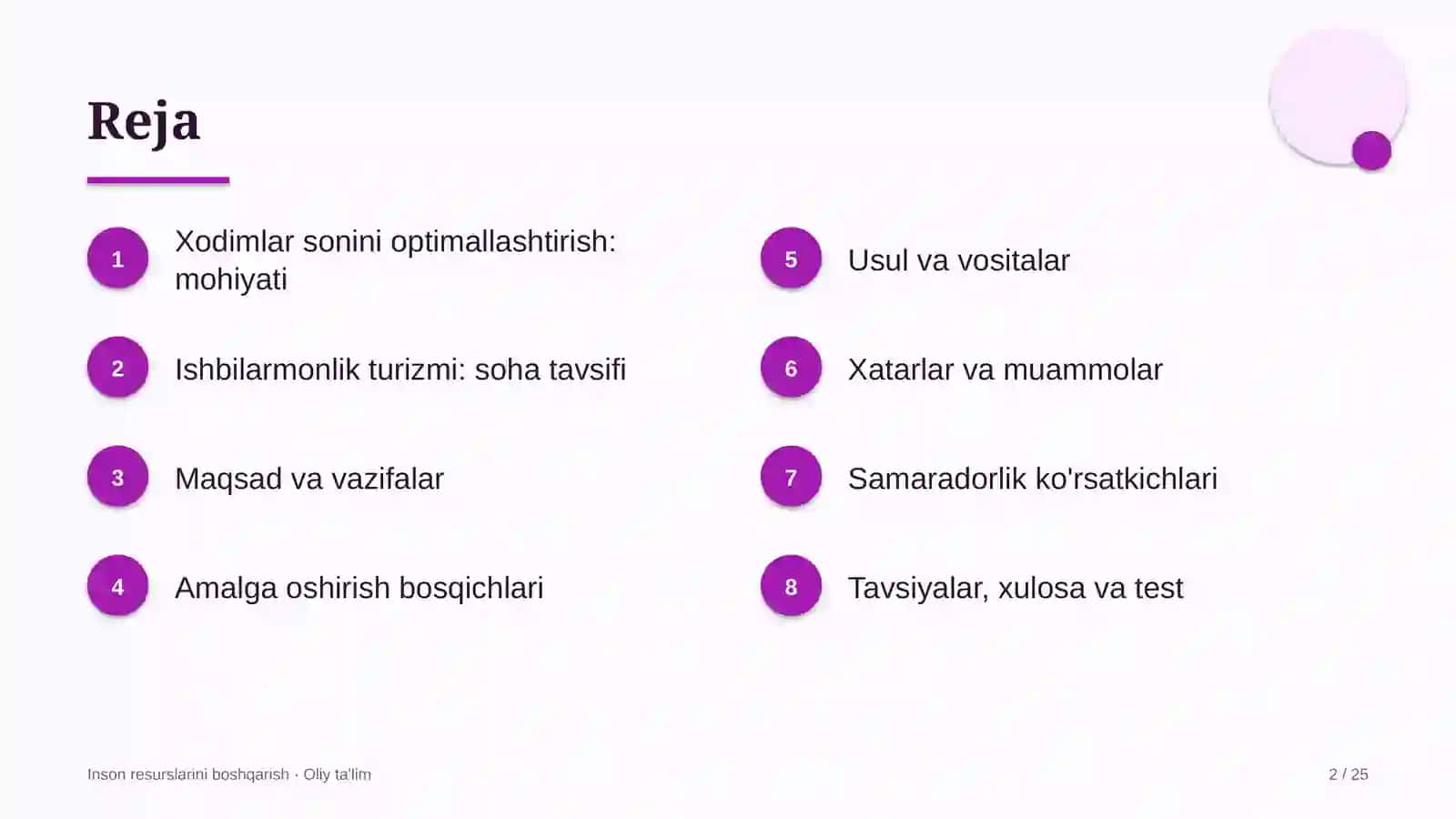 Ishbilarmonlik turizmida xodimlar sonini optimallashtirish 2