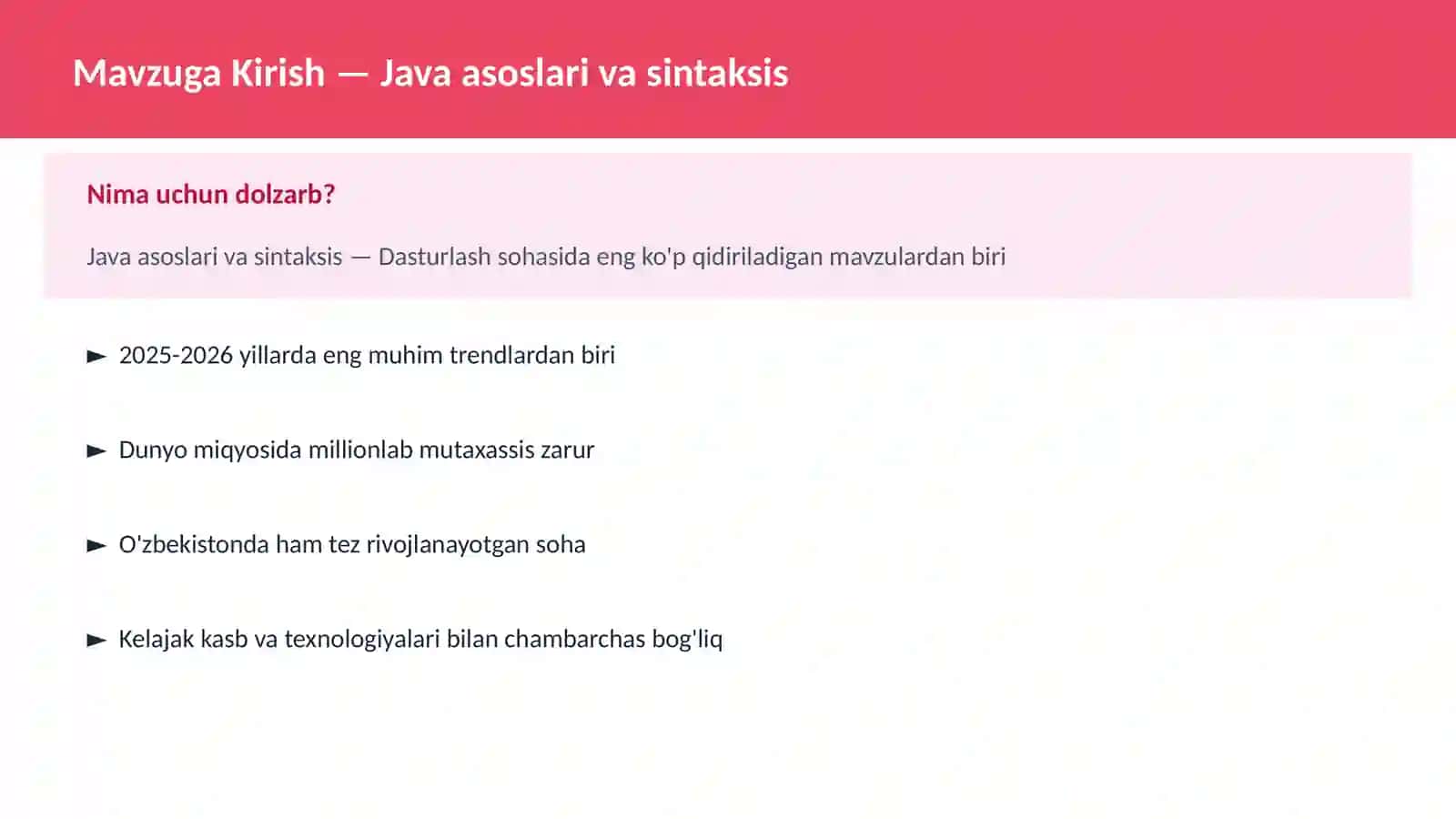 Java asoslari va sintaksis 2