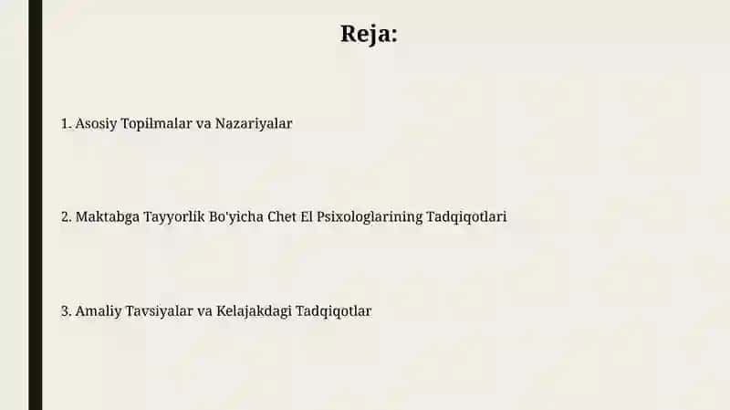 Maktabga Tayyorlik Bo'yicha Chet El Psixologlarining Tadqiqotlari 2