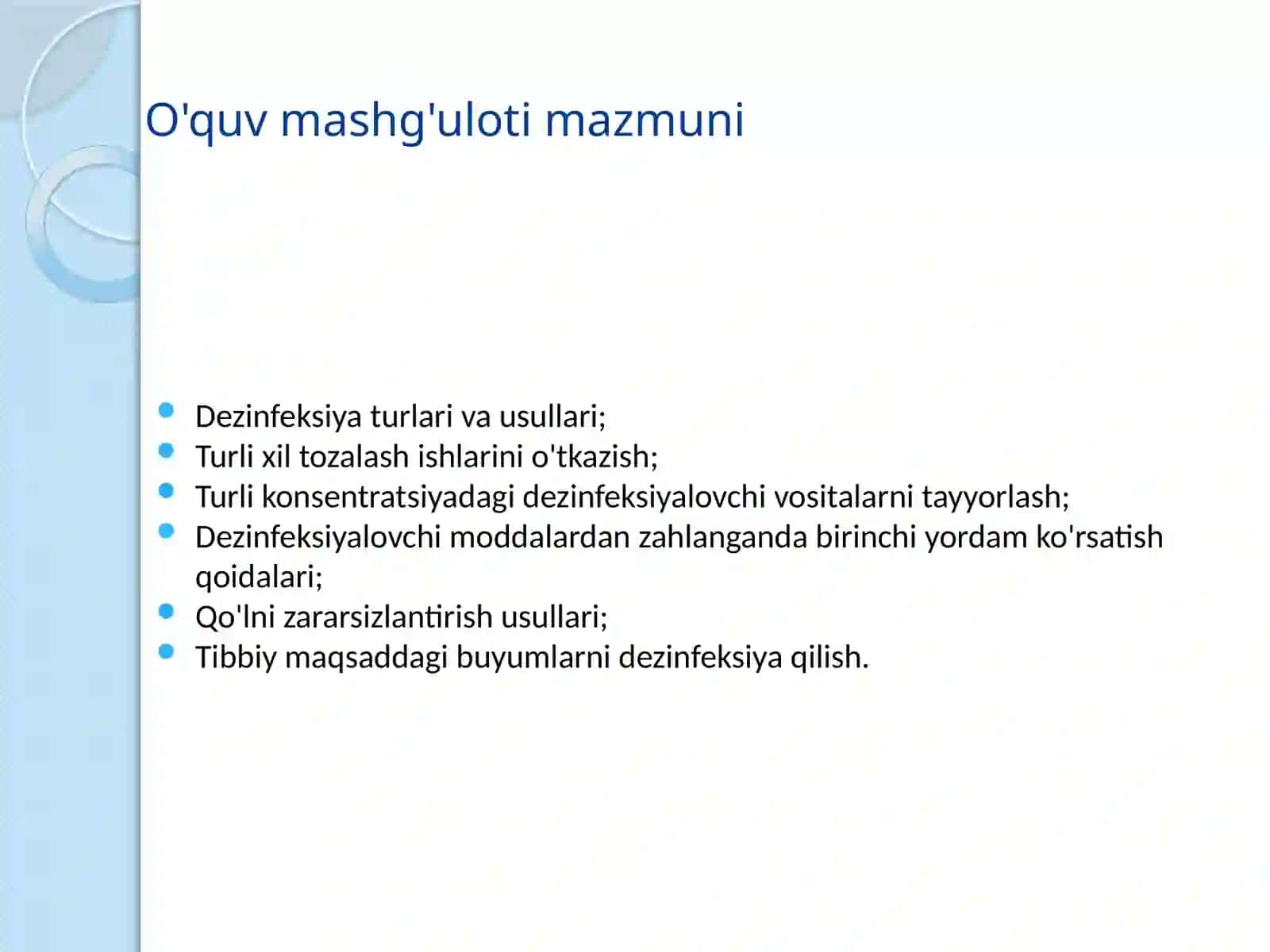 Dezinfeksiya amaliyoti va qoidalari 2