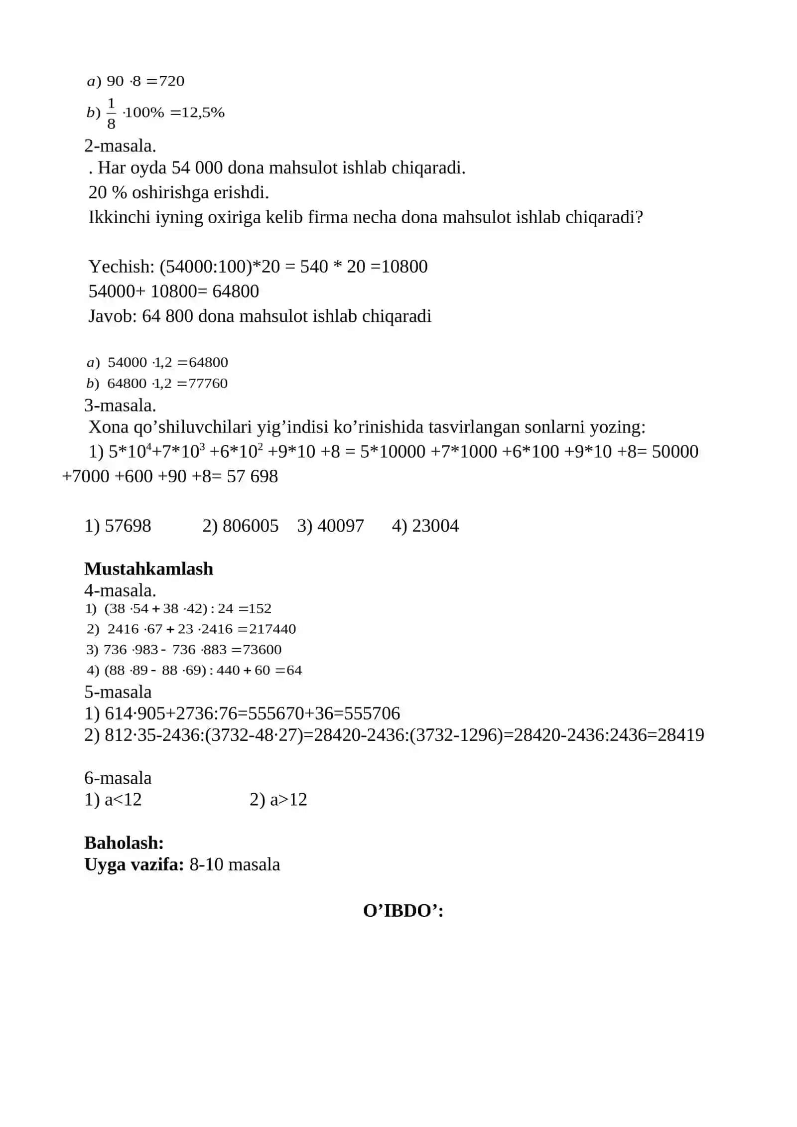 5-sinfda o’tilganlarni takrorlash 2