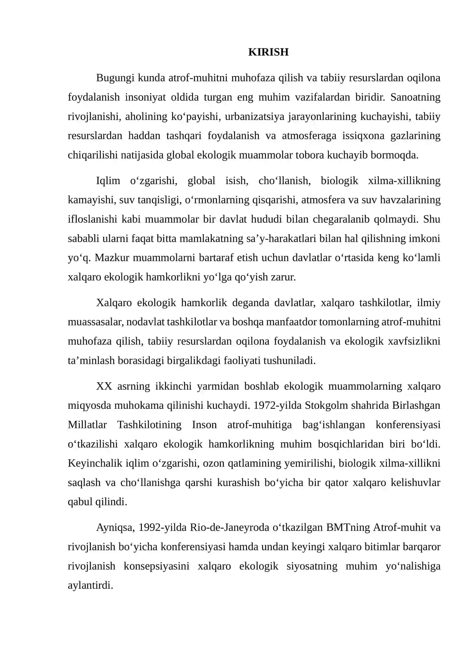 XALQARO EKOLOGIK HAMKORLIK VA IQLIM BITIMLARI 2