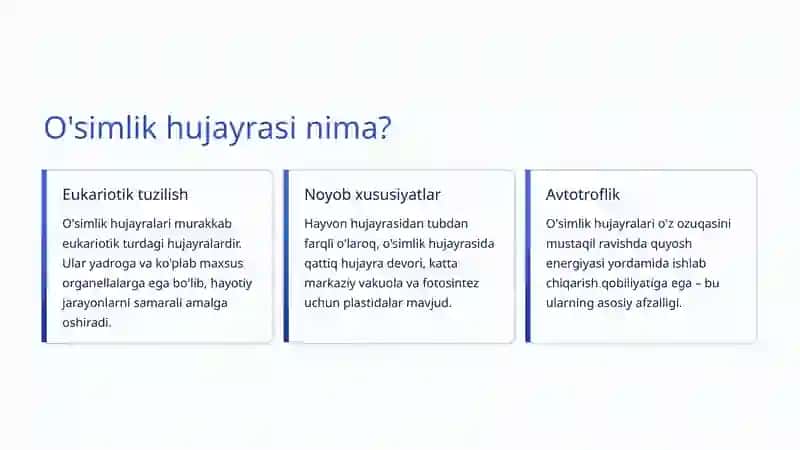 O'simlik hujayrasining xususiyatlari 2