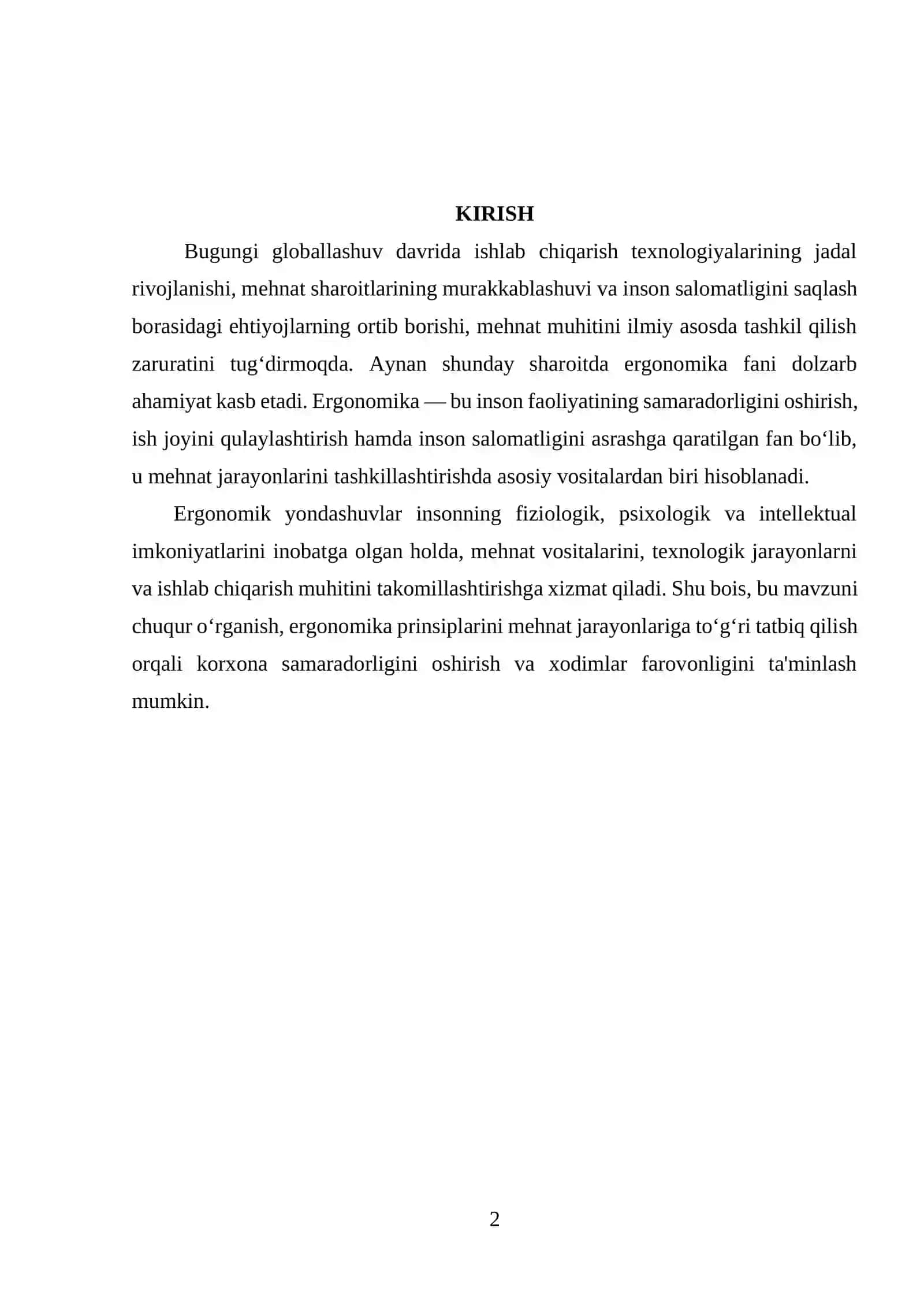 MEHNAT FAOLIYATIDA ERGONOMIKANING ROLI 2