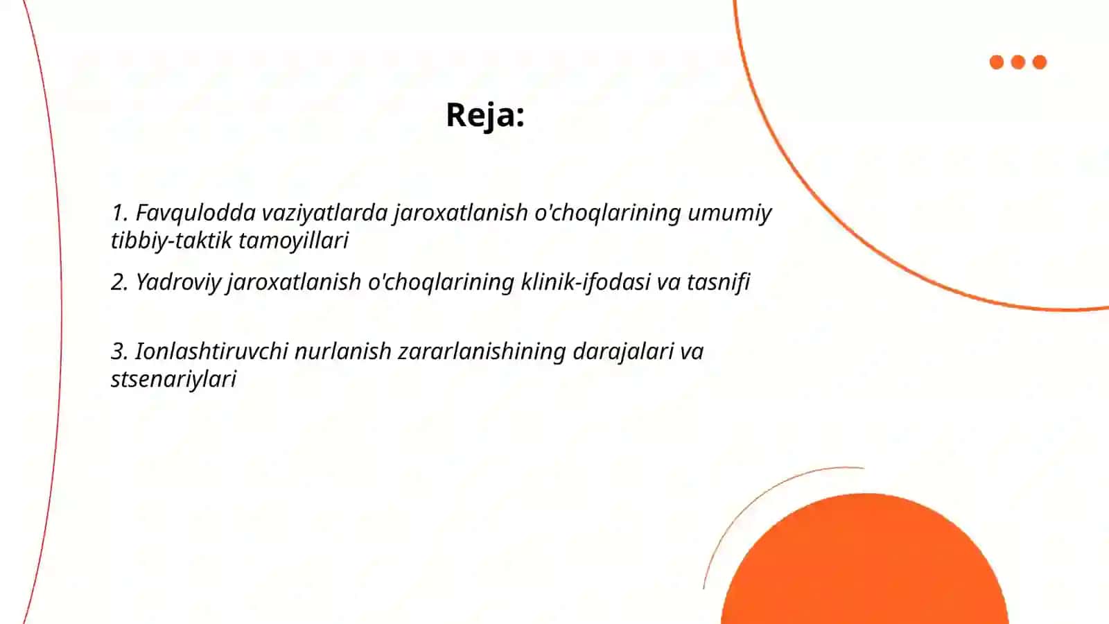 Favqulodda vaziyatlarda vujudga keluvchi jaroxatlanish o'choqlarining tibbiy - taktik tavsifi 2