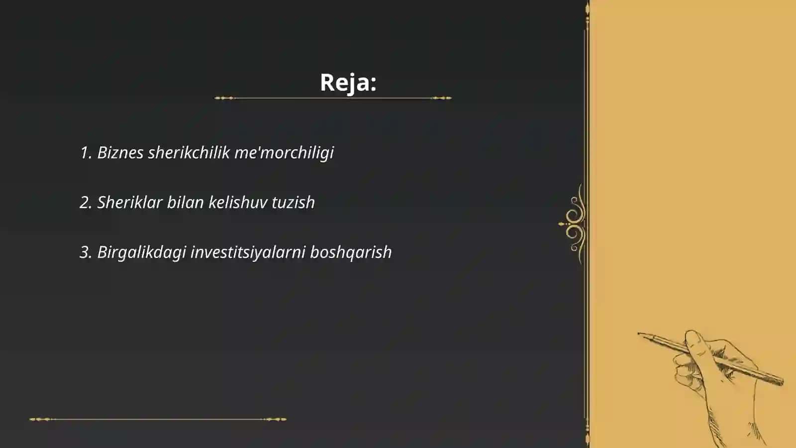 Biznes sherikchilik me'morchiligi 2