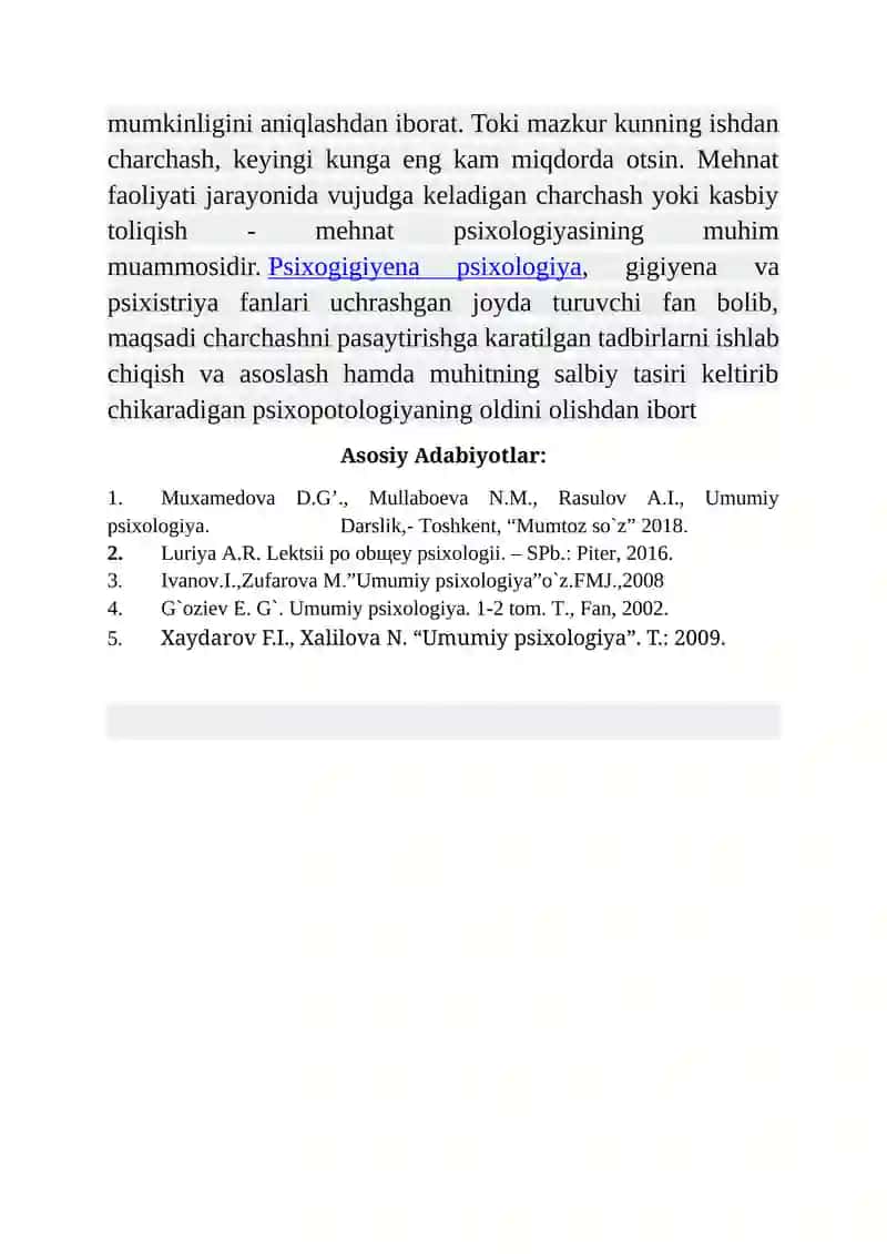 Mehnat rejimi va uning psixologik mohiyati 2