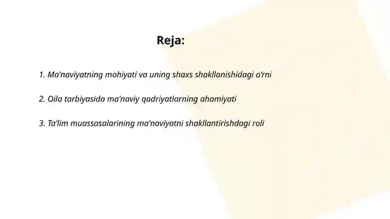 Yuksak ma'naviyatli shaxsni shakllantirish haqidagi kontseptual g'oyalar 2